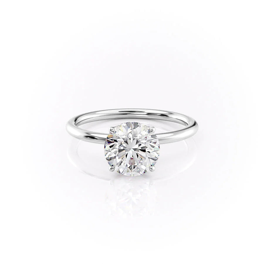 The Logan Set With Round Solitaire Lab Diamond 1 Carat 14K White#material_14k-white