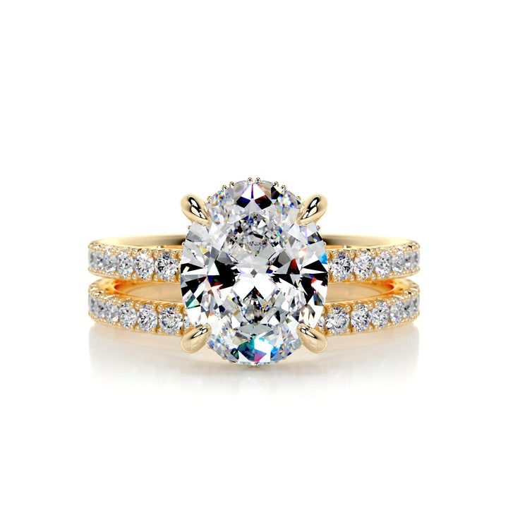 The London Moissanite & Diamonds Bridal Set Moissanite 18K Gold 1 Carat Round#material_18k-gold