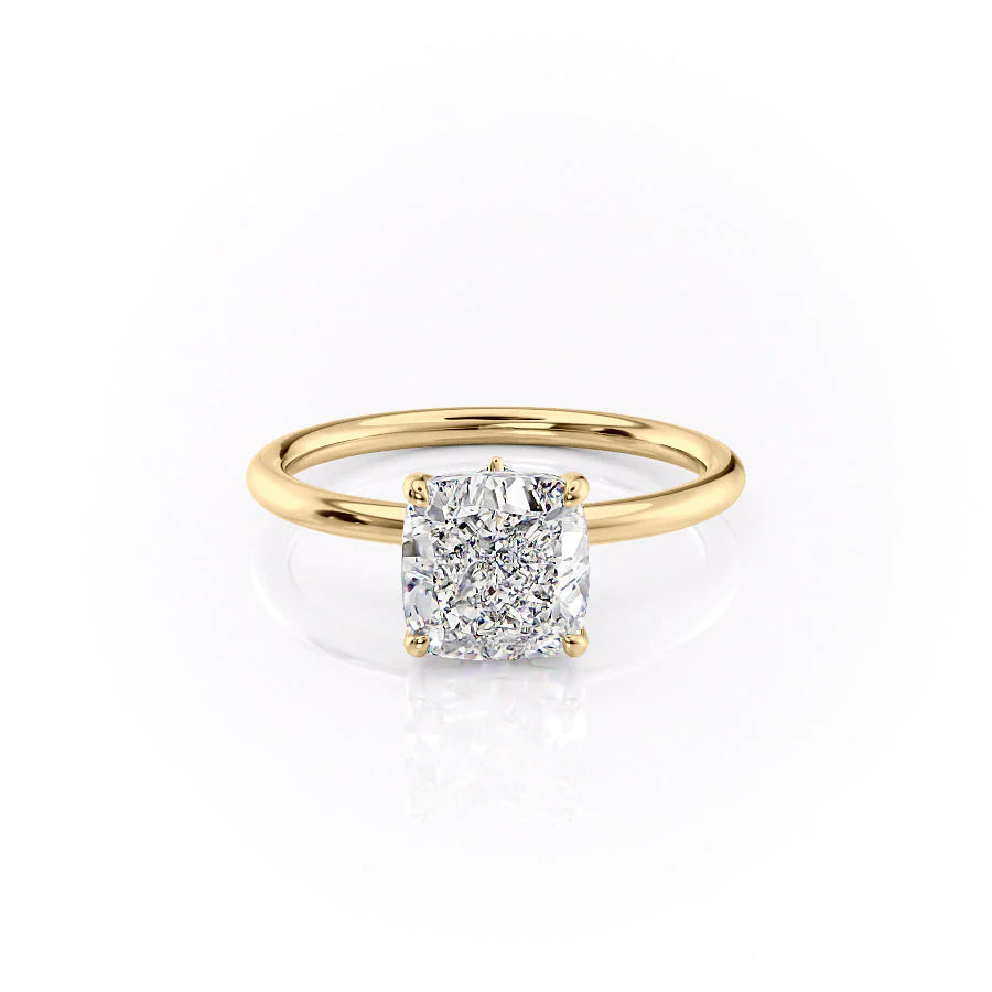 The Louise Set With Cushion Solitaire Moissanite#material_14k-gold