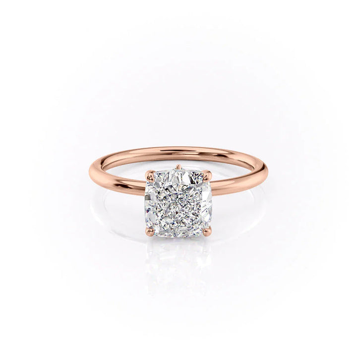 The Louise Set With Cushion Solitaire Lab Diamond 1 Carat 14K Rose#material_14k-rose