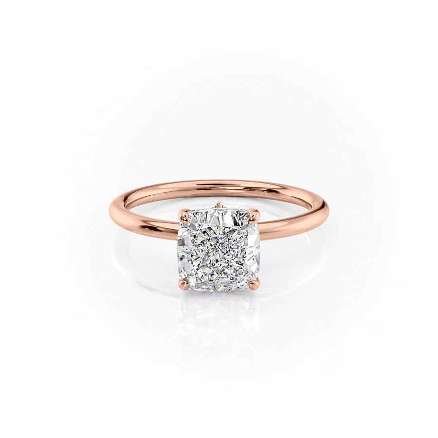 The Louise Set With Cushion Solitaire Moissanite#material_14k-rose