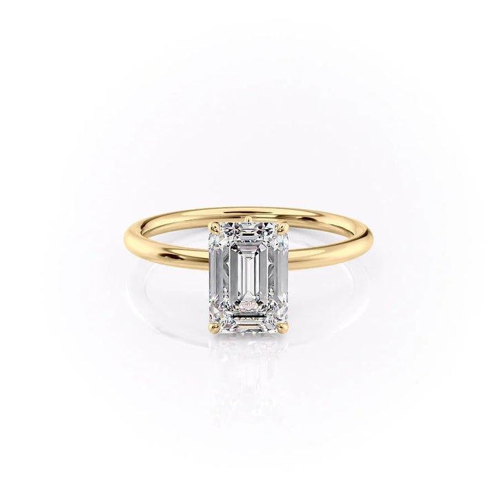 The Louise Set With Emerald Solitaire Moissanite#material_14k-gold