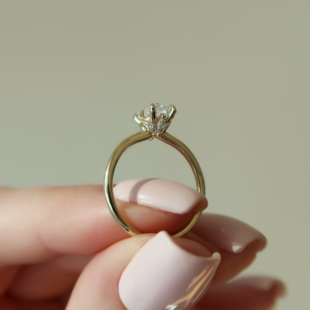 The Louise Set With Emerald Solitaire Moissanite#material_14k-gold