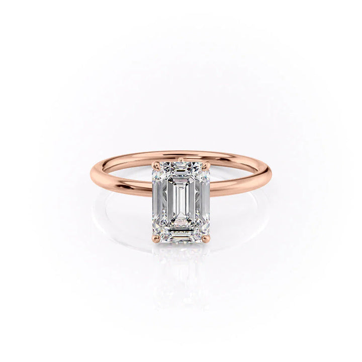 The Louise Set With Emerald Solitaire Moissanite#material_14k-rose