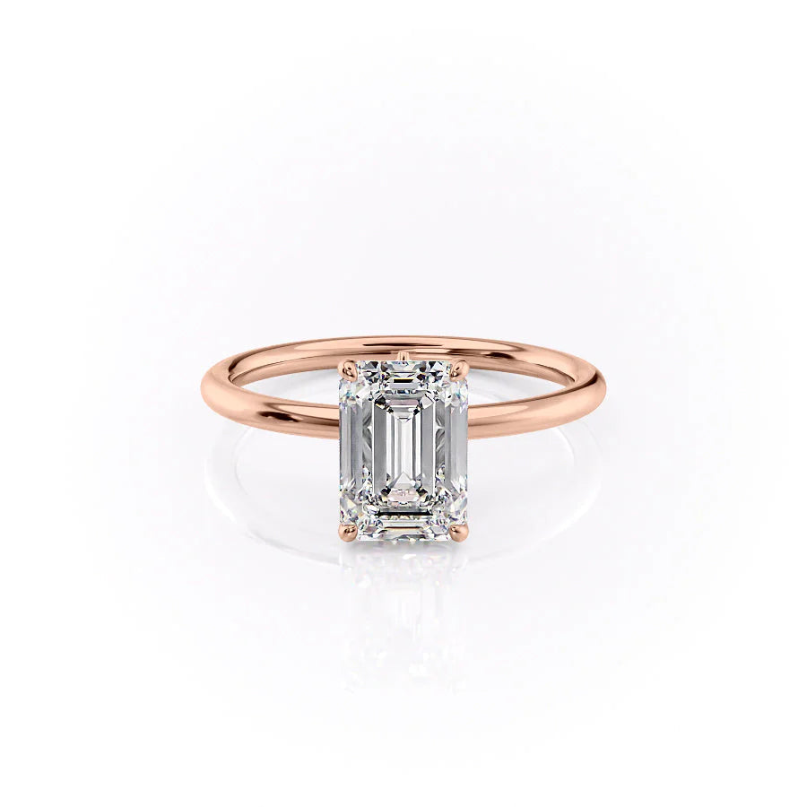 The Louise Set With Emerald Solitaire Moissanite#material_18k-rose