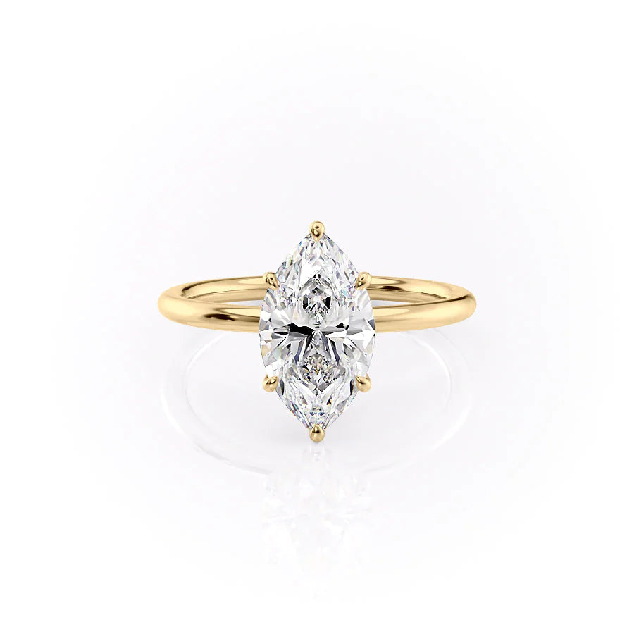 The Louise Set With Marquise Solitaire Lab Diamond 1 Carat 14K Gold#material_14k-gold