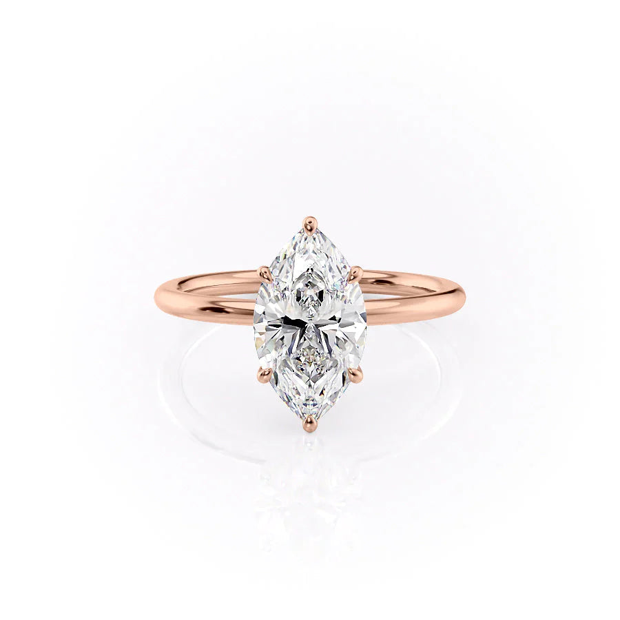 The Louise Set With Marquise Solitaire Lab Diamond 1 Carat 14K Rose#material_14k-rose