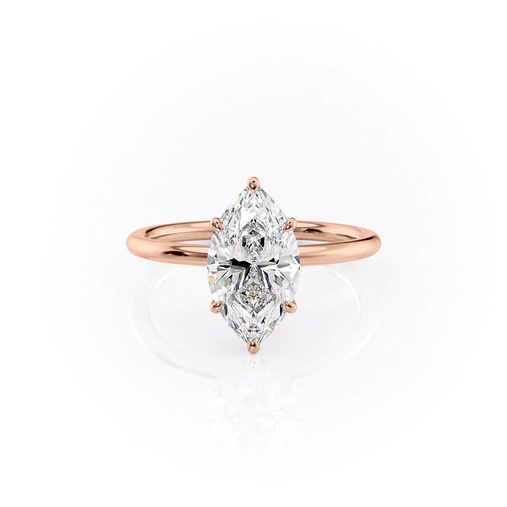 The Louise Set With Marquise Solitaire Moissanite#material_14k-rose