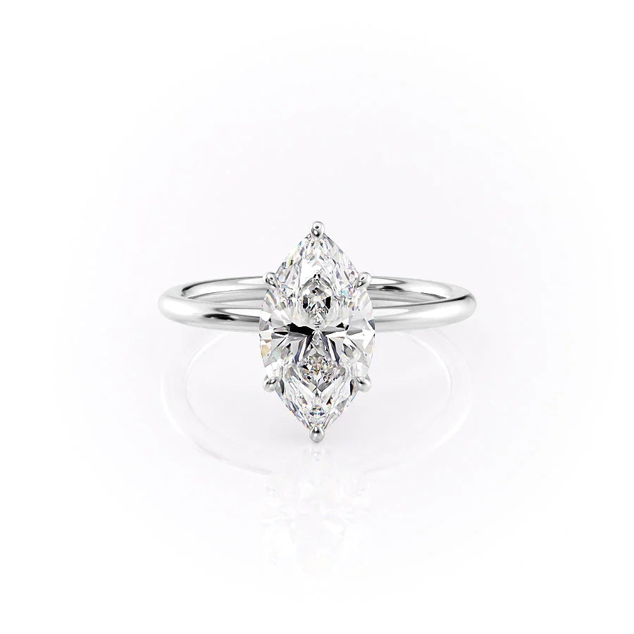 The Louise Set With Marquise Solitaire Lab Diamond 1 Carat 14K White#material_14k-white