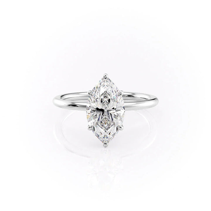 The Louise Set With Marquise Solitaire Moissanite#material_14k-white