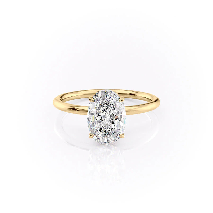 The Louise Set With Oval Solitaire Lab Diamond 1 Carat 14K Gold#material_14k-gold