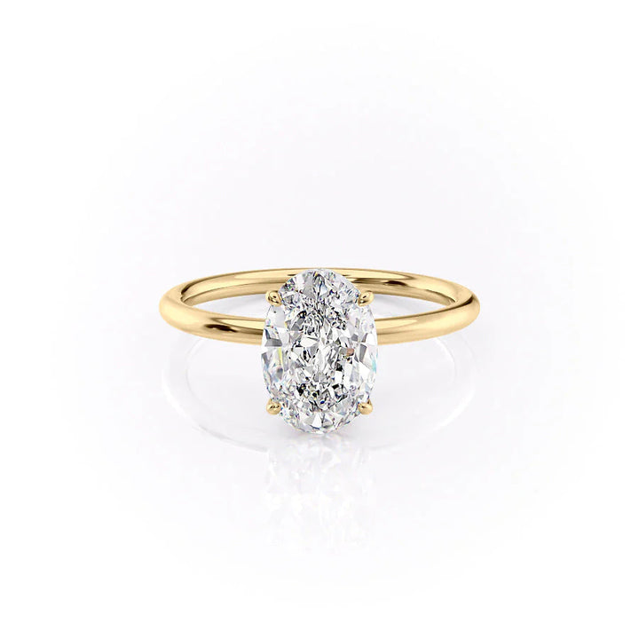 The Louise Set With Oval Solitaire Moissanite#material_14k-gold