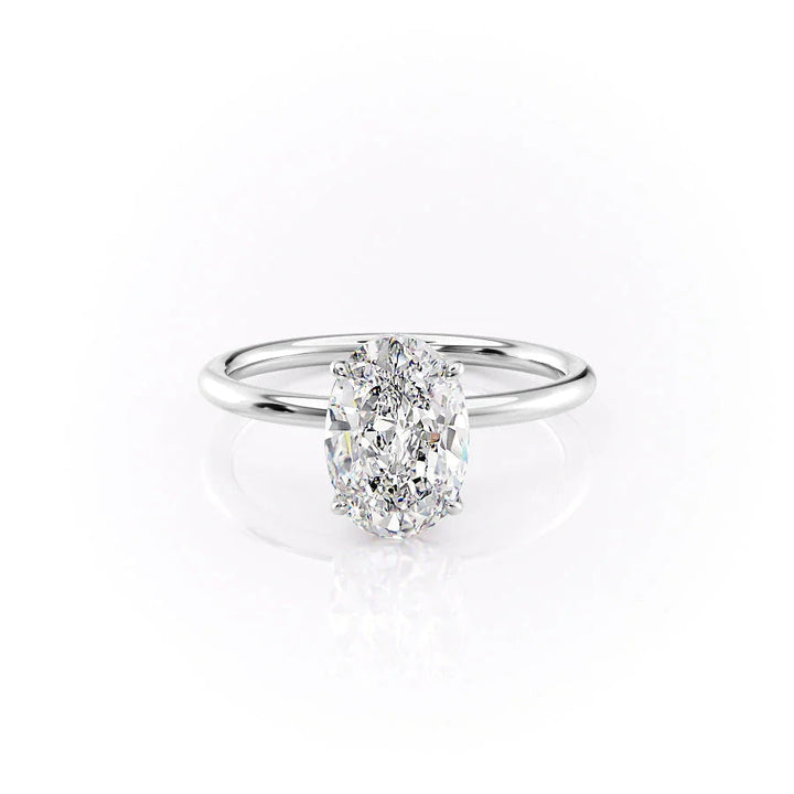 The Louise Set With Oval Solitaire Moissanite#material_14k-white