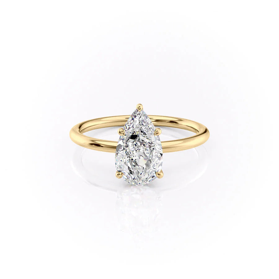 The Louise Set With Pear Solitaire Lab Diamond 1 Carat 14K Gold#material_14k-gold