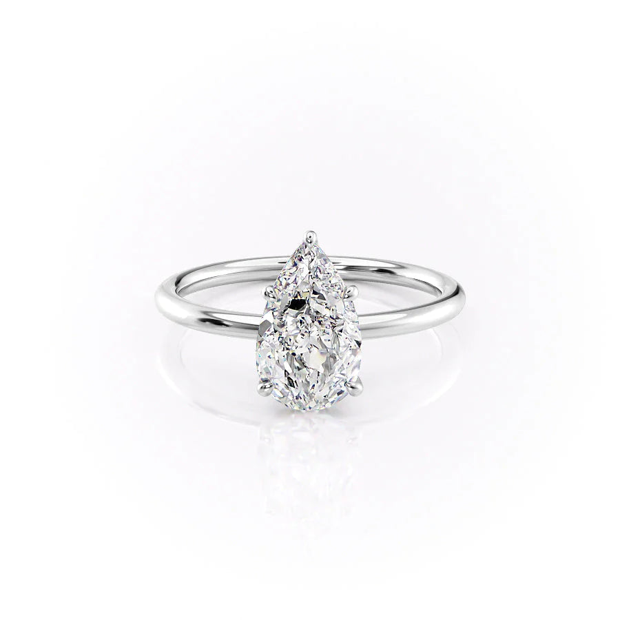 The Louise Set With Pear Solitaire Lab Diamond 1 Carat 14K White#material_14k-white