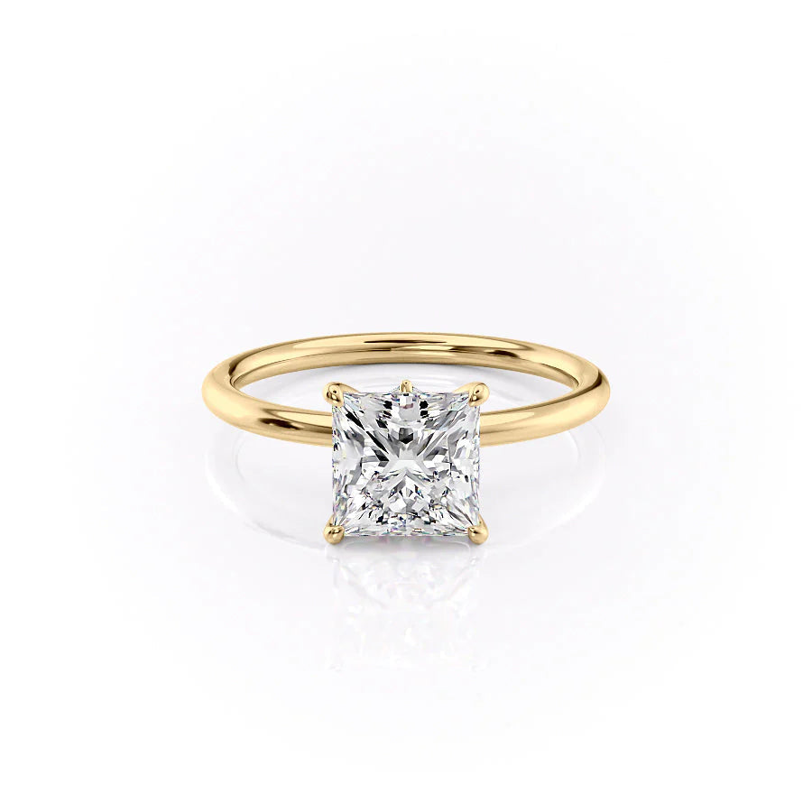 The Louise Set With Princess Solitaire Lab Diamond 1 Carat 14K Gold#material_14k-gold