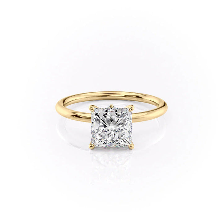 The Louise Set With Princess Solitaire Moissanite#material_14k-gold