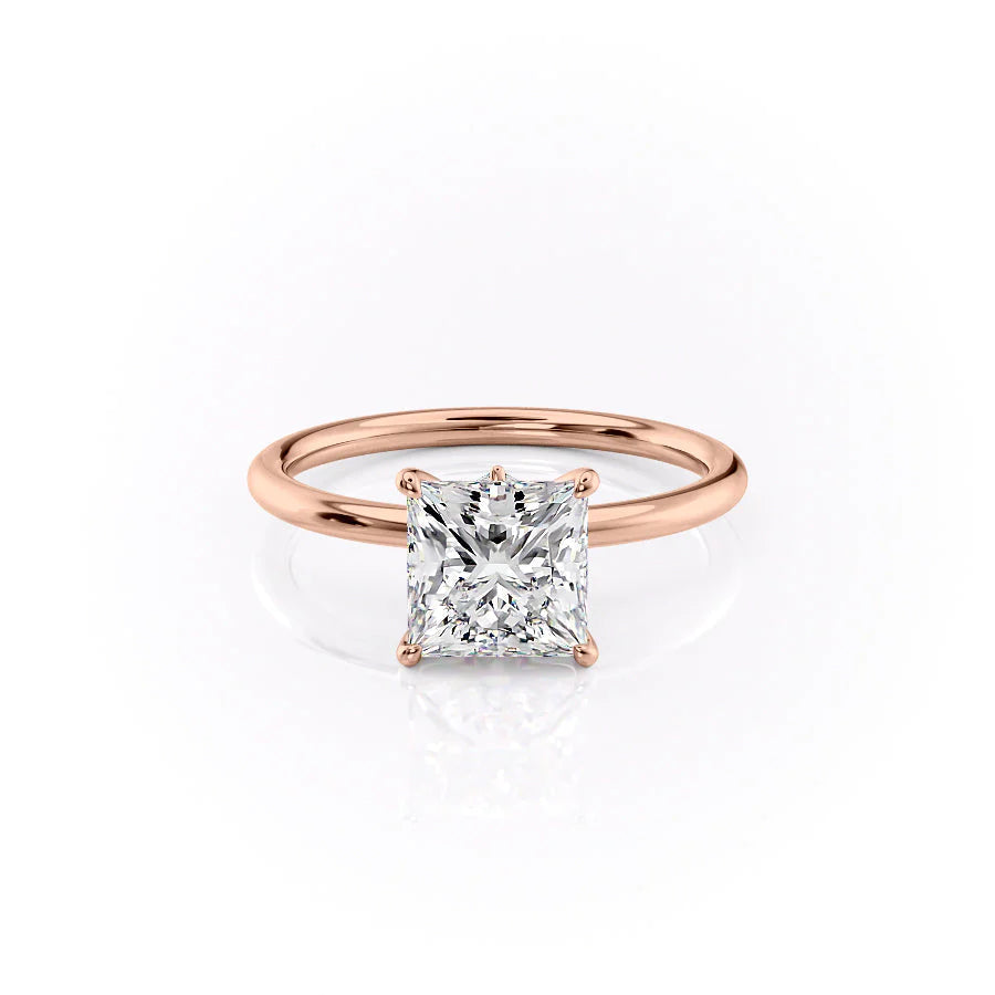 The Louise Set With Princess Solitaire Lab Diamond 1 Carat 14K Rose#material_14k-rose