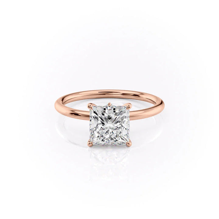 The Louise Set With Princess Solitaire Moissanite#material_14k-rose