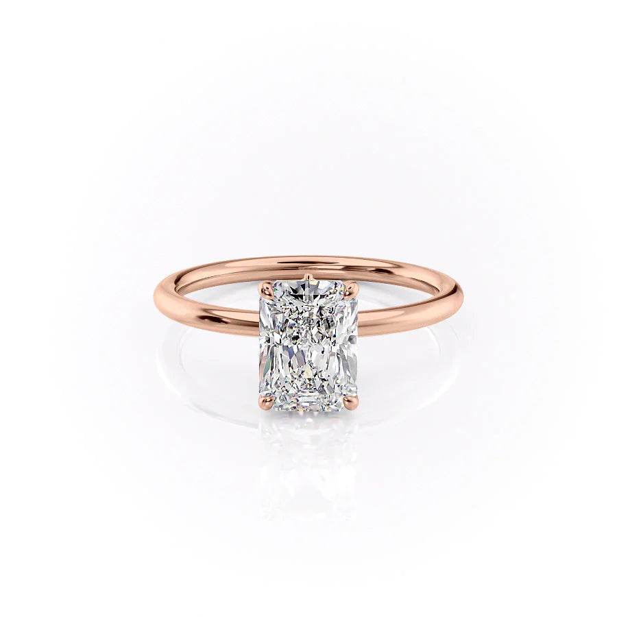 The Louise Set With Radiant Solitaire Lab Diamond 1 Carat 14K Rose#material_14k-rose