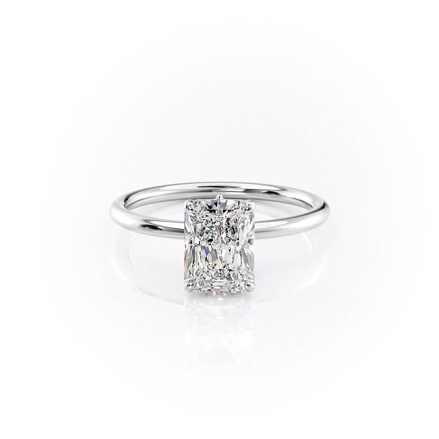 The Louise Set With Radiant Solitaire Moissanite#material_14k-white