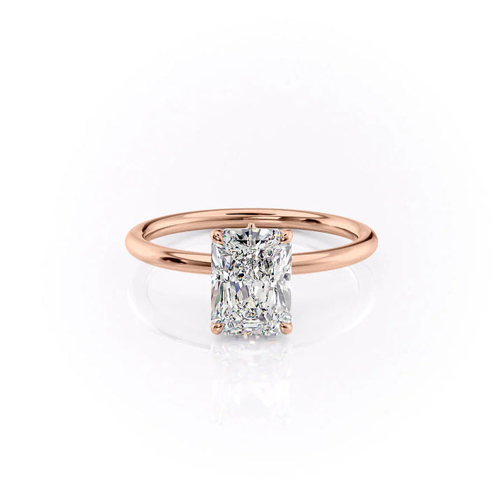 The Louise Set With Radiant Solitaire Lab Diamond 1 Carat 18K Rose#material_18k-rose