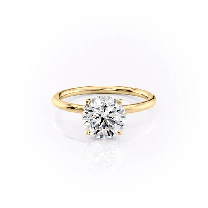 The Louise Set With Round Solitaire Moissanite#material_14k-gold