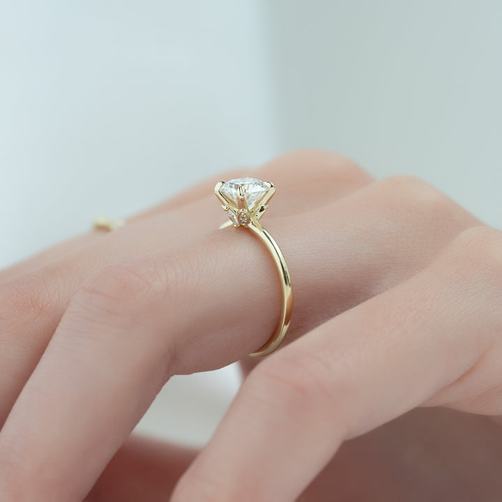 The Louise Set With Round Solitaire Moissanite#material_14k-gold