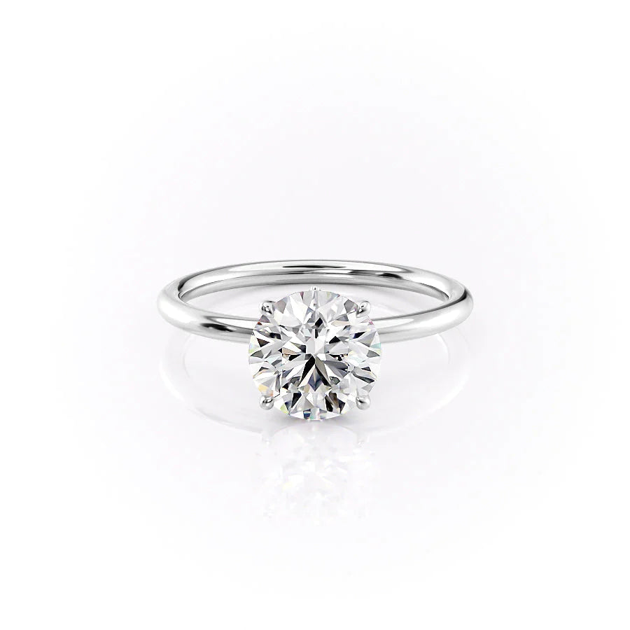 The Louise Set With Round Solitaire Lab Diamond 1 Carat 14K White#material_14k-white