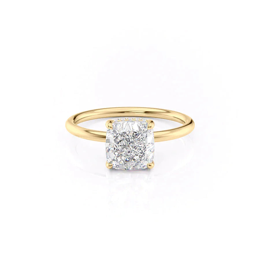 The Low Profile Liberty Set With Cushion Solitaire Moissanite#material_14k-gold