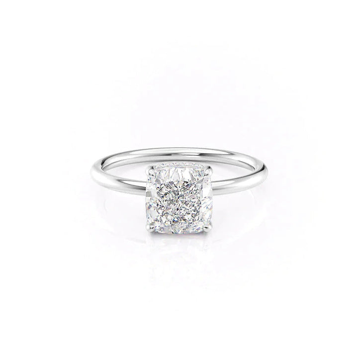 The Low Profile Liberty Set With Cushion Solitaire Moissanite#material_14k-white