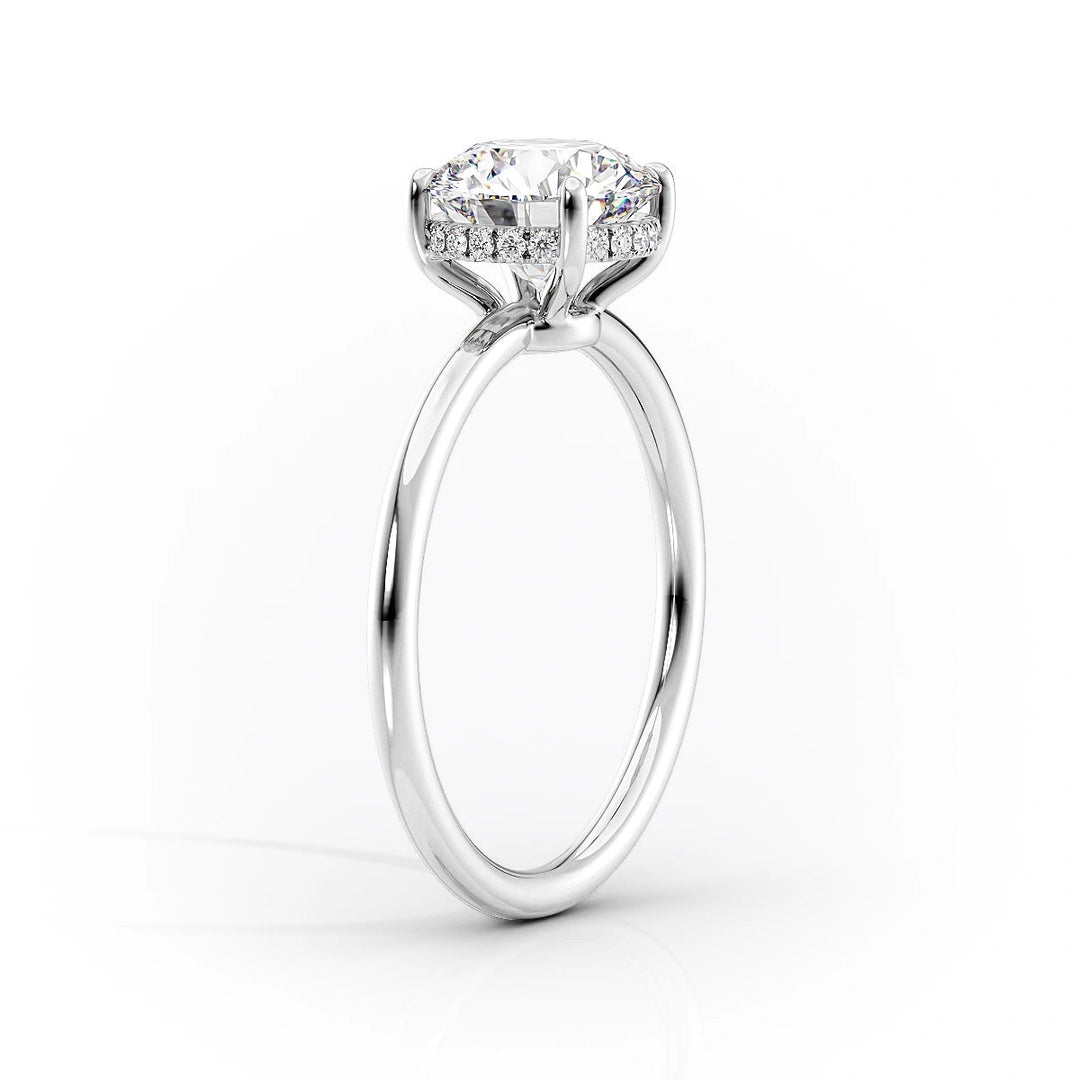 The Low Profile Liberty Set With Cushion Solitaire Moissanite#material_14k-white