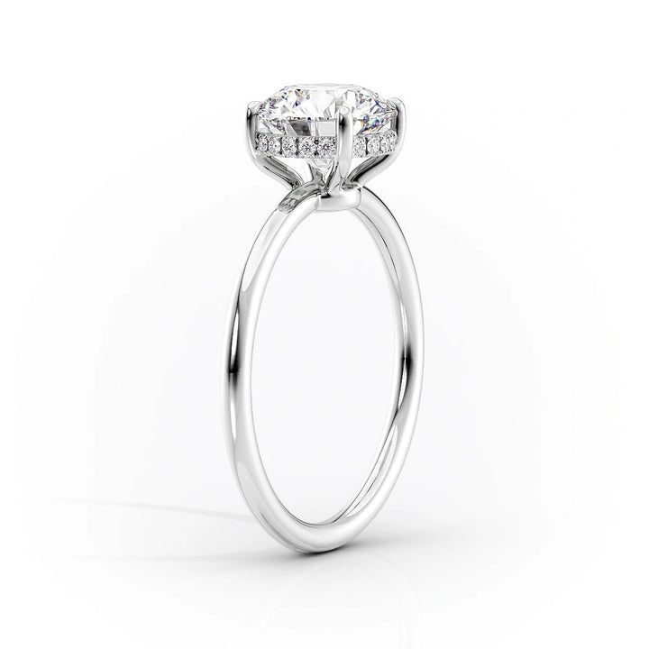 The Low Profile Liberty Set With Cushion Solitaire Moissanite#material_14k-white