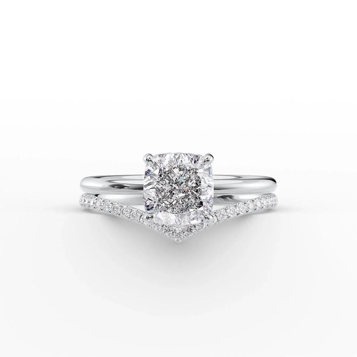 The Low Profile Liberty Set With Cushion Solitaire Lab Diamonds#material_14k-white