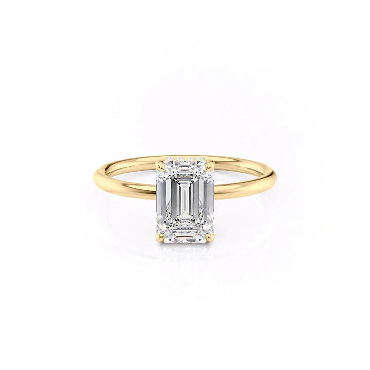 The Low Profile Liberty Set With Emerald Solitaire Moissanite#material_18k-gold