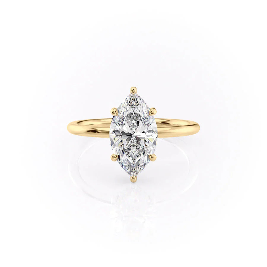 The Low Profile Liberty Set With Marquise Solitaire Moissanite#material_14k-gold