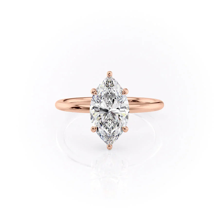 The Low Profile Liberty Set With Marquise Solitaire Moissanite#material_14k-rose