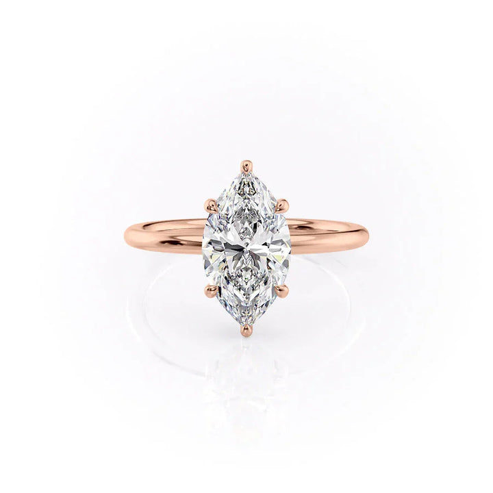 The Low Profile Liberty Set With Marquise Solitaire Moissanite#material_14k-rose