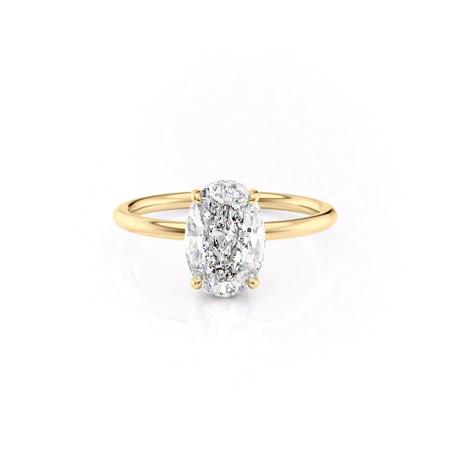 The Low Profile Liberty Set With Oval Solitaire Lab Diamonds#material_14k-gold