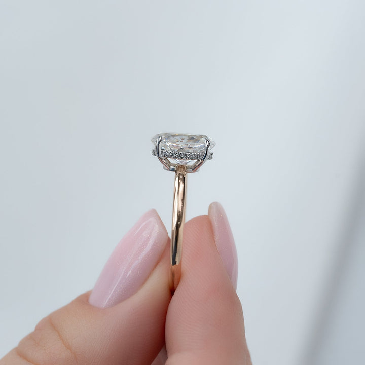 The Low Profile Liberty Set With Oval Solitaire Moissanite#material_14k-rose