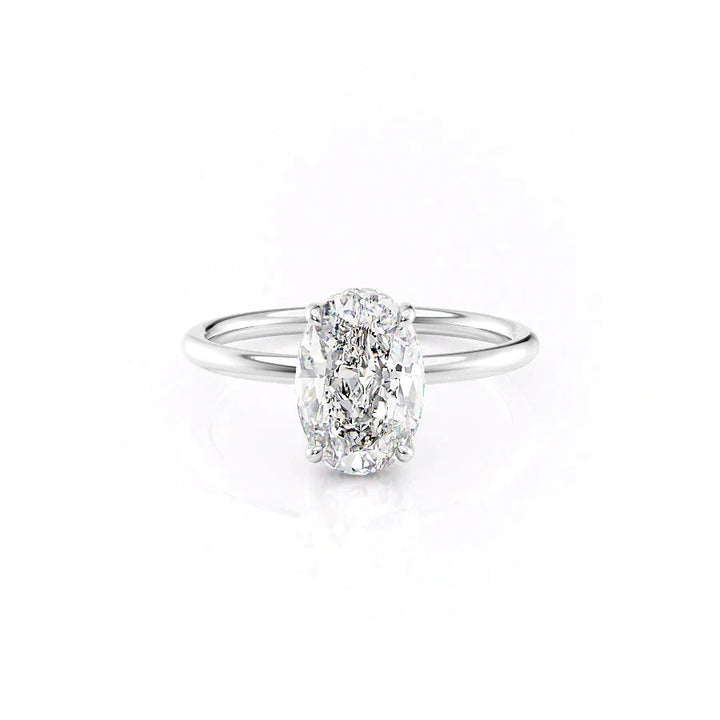 The Low Profile Liberty Set With Oval Solitaire Moissanite#material_14k-white