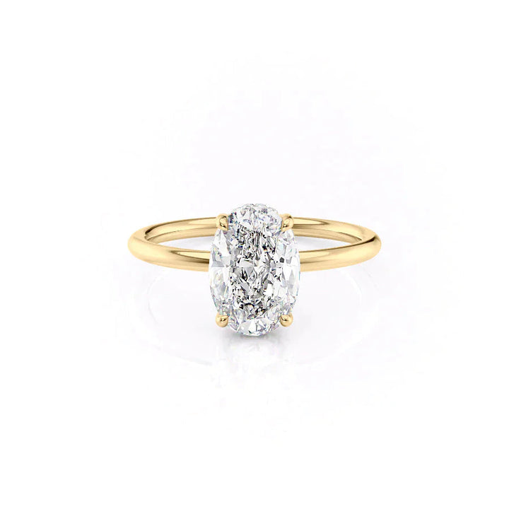 The Low Profile Liberty Set With Oval Solitaire Moissanite#material_18k-gold