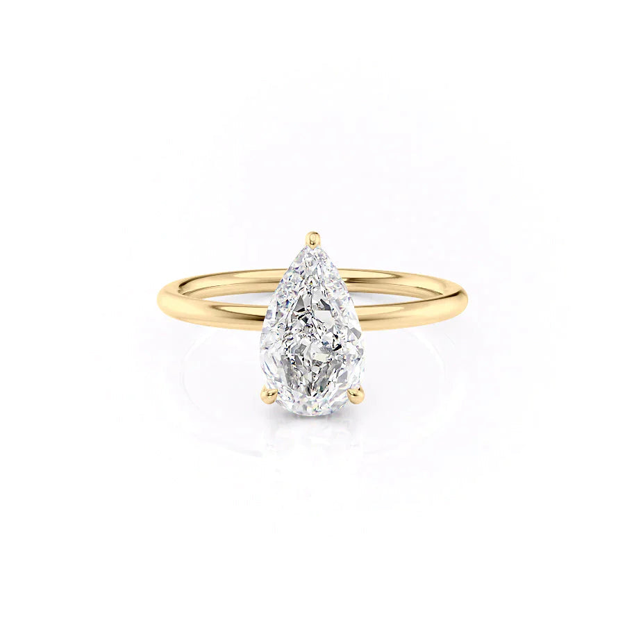 The Low Profile Liberty Set With Pear Solitaire Moissanite#material_14k-gold