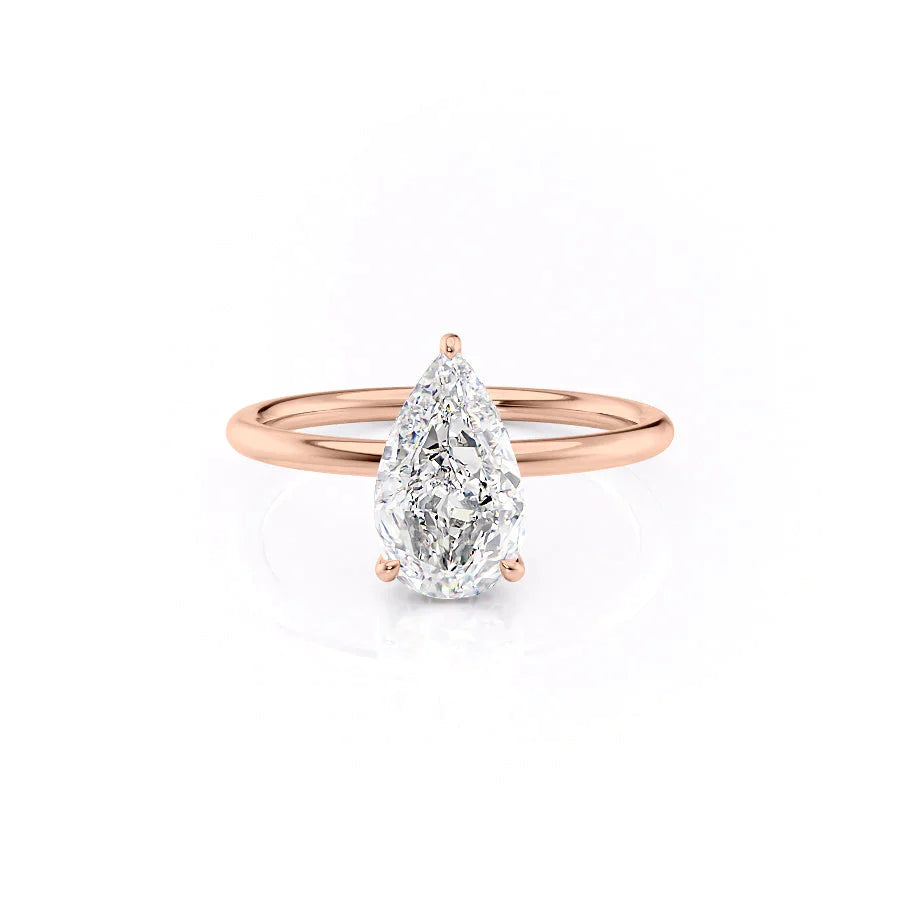 The Low Profile Liberty Set With Pear Solitaire Moissanite#material_14k-rose