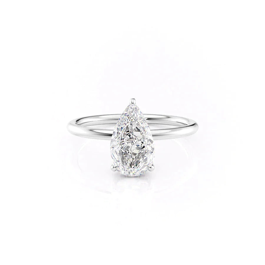 The Low Profile Liberty Set With Pear Solitaire Moissanite#material_14k-white