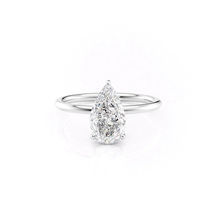 The Low Profile Liberty Set With Pear Solitaire Moissanite#material_14k-white