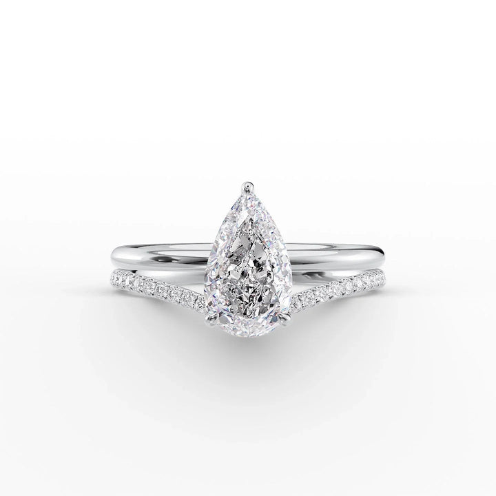 The Low Profile Liberty Set With Pear Solitaire Moissanite#material_18k-white