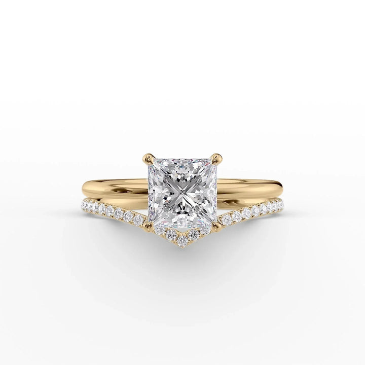 The Low Profile Liberty Set With Princess Solitaire Lab Diamonds#material_14k-gold