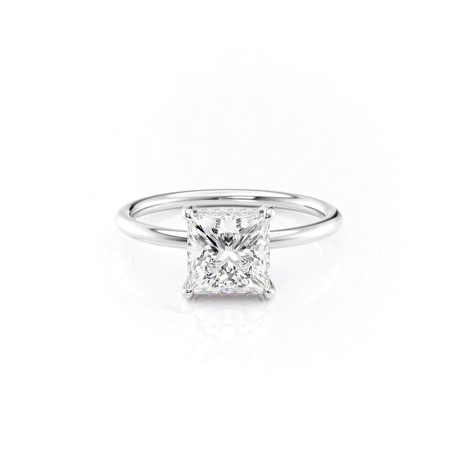 The Low Profile Liberty Set With Princess Solitaire Moissanite#material_14k-white