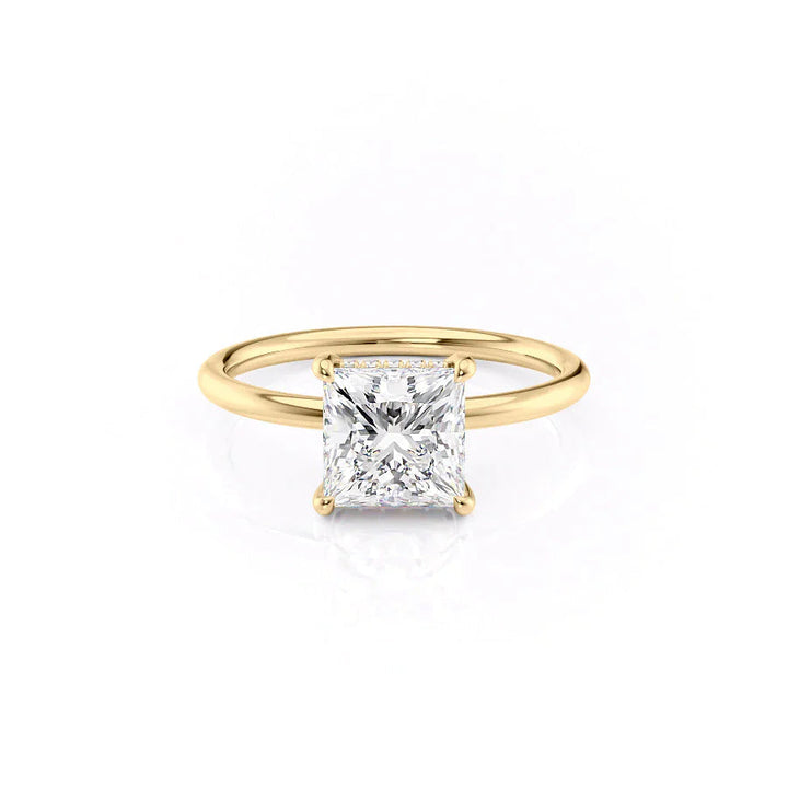 The Low Profile Liberty Set With Princess Solitaire Moissanite#material_18k-gold